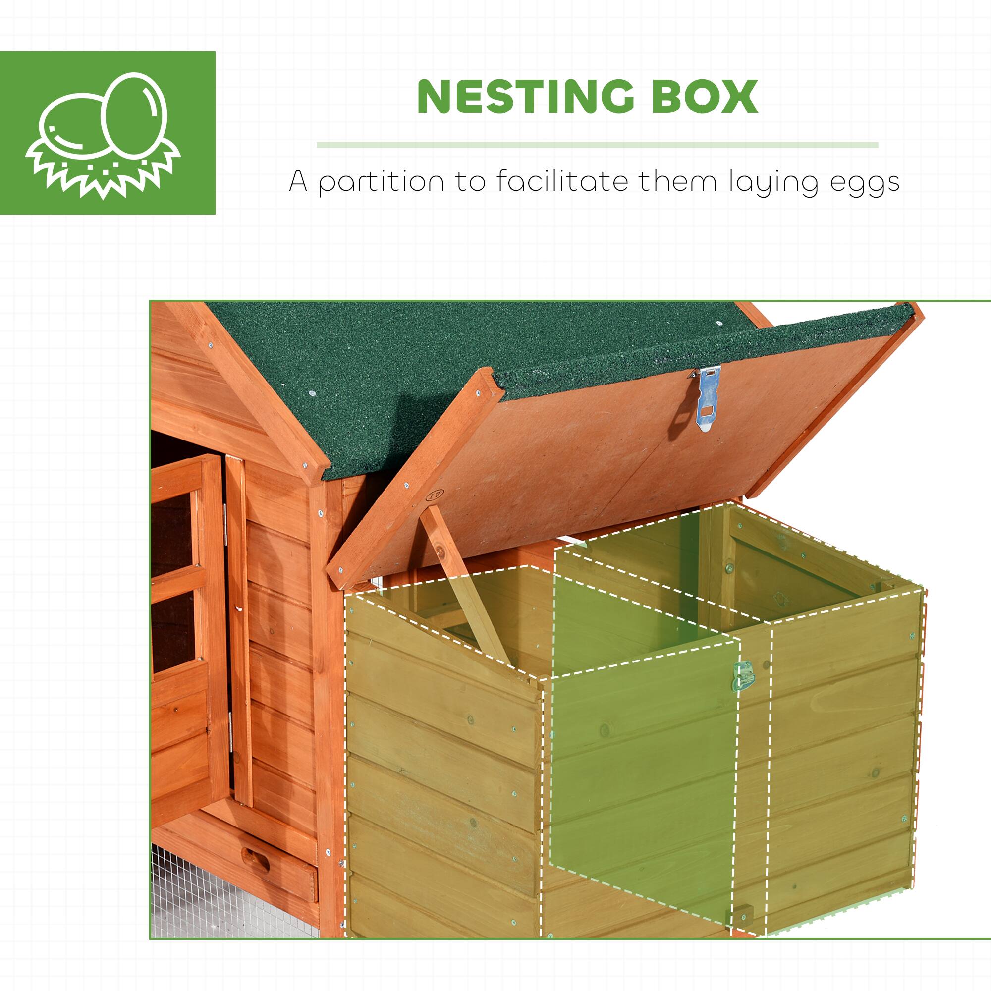 NESTING BOX

A partition to facilitate them laying eggs