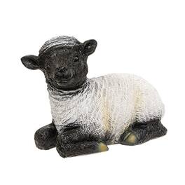 BreeBe - Left Laying Resin Sheep - White, Black