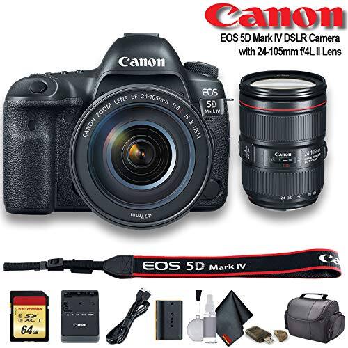 Canon EOS 5D Mark IV DSLR Camera with 24-105mm f/4L II Lens

Canon EOS EF 24-105mm f/4L II Lens

Canon EOS 5D Mark IV

64GB SD Card

Canon USB Cable

Canon Battery Charger

Canon Battery

Canon Lens Hood

Canon Lens Cap

Canon Camera Strap

Canon Lens Cap