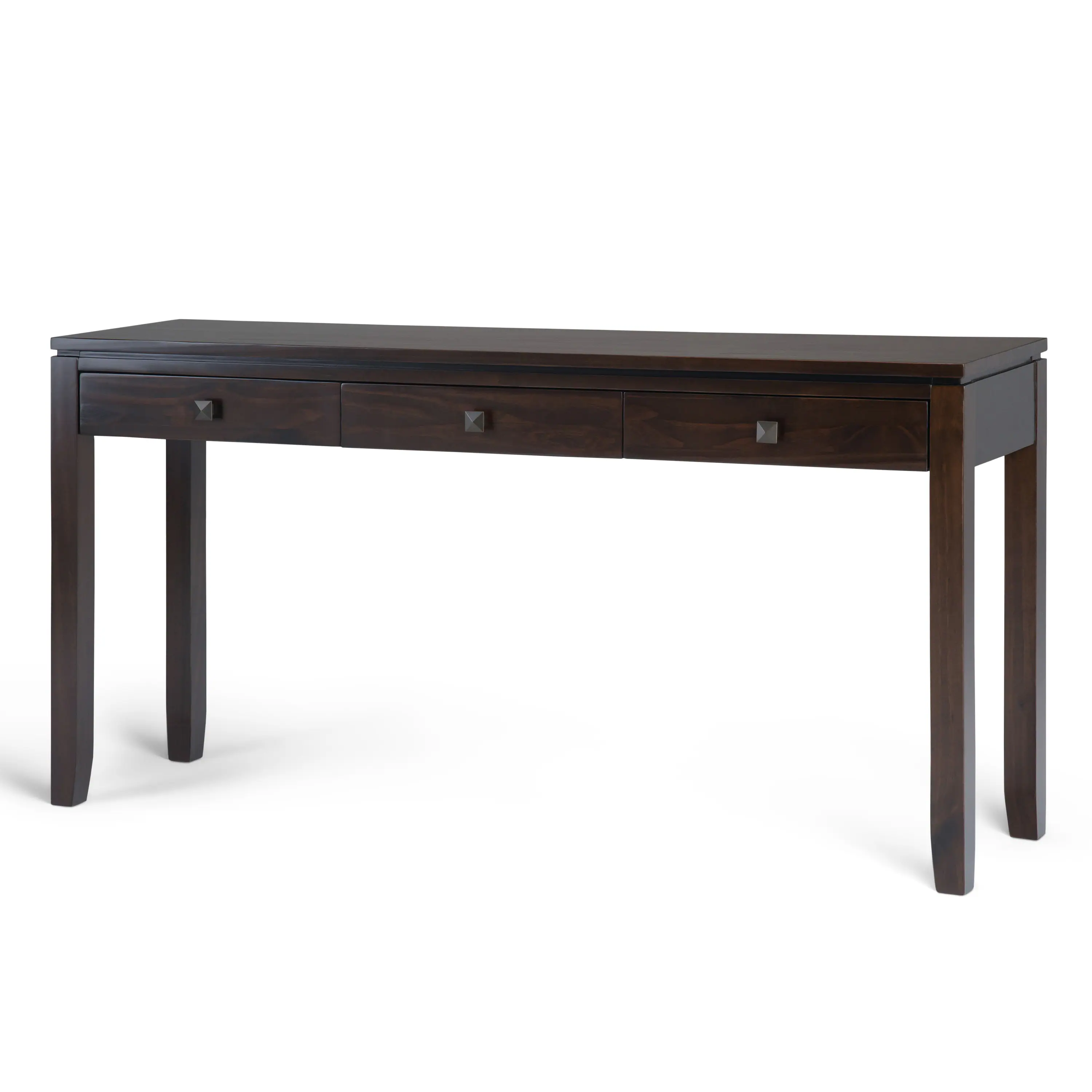 Angle. Simpli Home - Cosmopolitan Wide Console Sofa Table - Mahogany Brown.