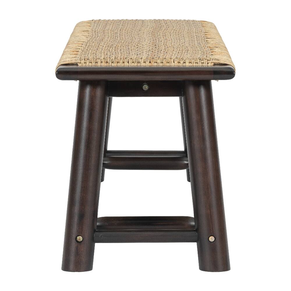 Alt View 2. Ropilly - Ropilly 59 Inch Solid Wood Rattan Bench Farmhouse Modern Walnut Entryway Bench Indoor Covered Outdoor - Walnut.