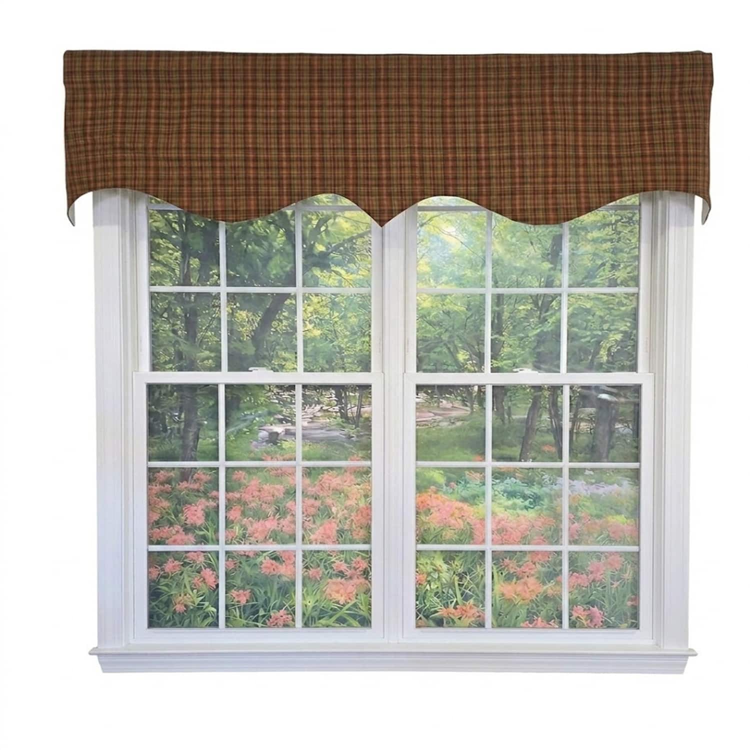 "RLF Home - Barn Plaid Regal Window Valance 100% Cotton Lined Rod Pocket 50"" x 17"" - Brown" price history on PriceWatchPro