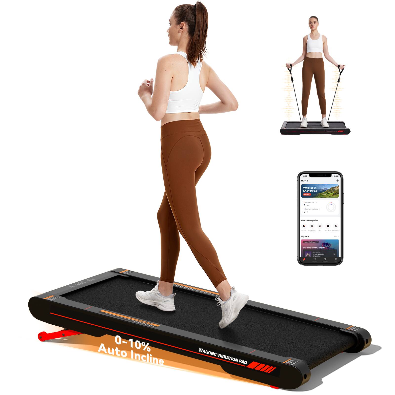 - Walking
- Shangrinta
- Auto 0-10% Incline
- WALKING VIBRATION PAD