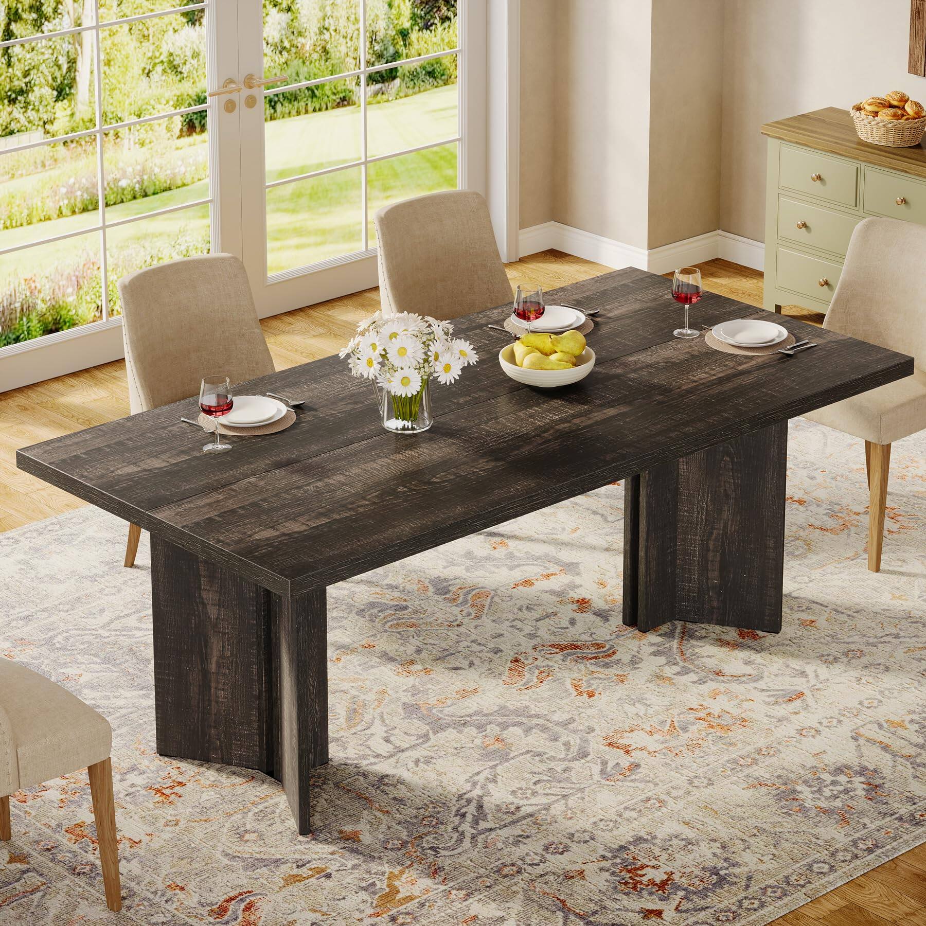 Tribesigns 63 Inch Rectangular Dining Table with Spacious Tabletop for ...