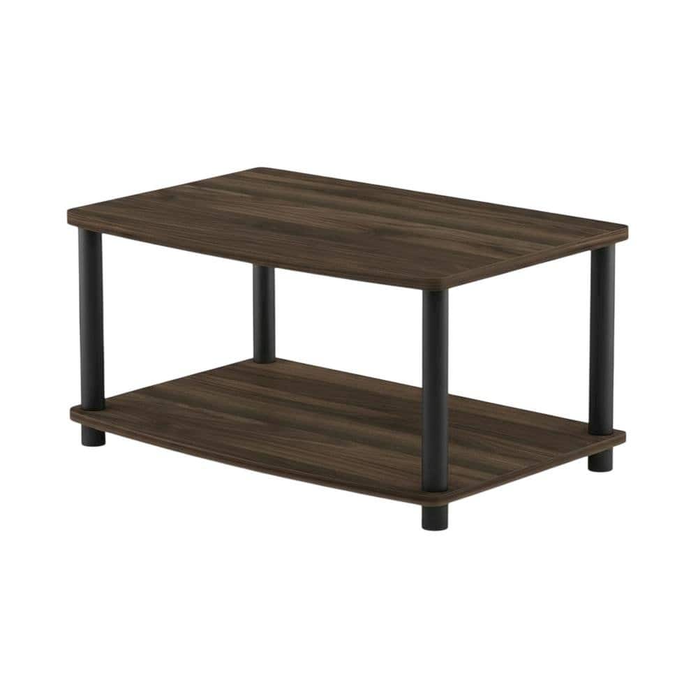 FurniFact - Wooden TV stand with elevated design and no tools required - Brown Black