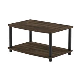FurniFact - Wooden TV stand with elevated design and no tools required - Brown Black