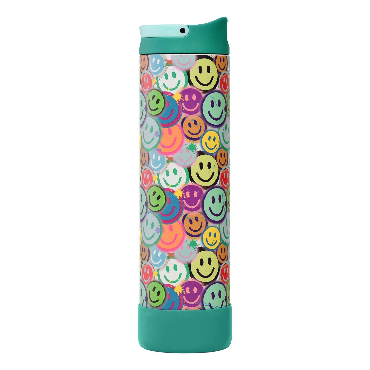 Back. Elemental - Iconic Pop Stainless Steel Fidget Water Bottle 20 Oz, Flip-Open Sports Cap - Graffiti Smile.