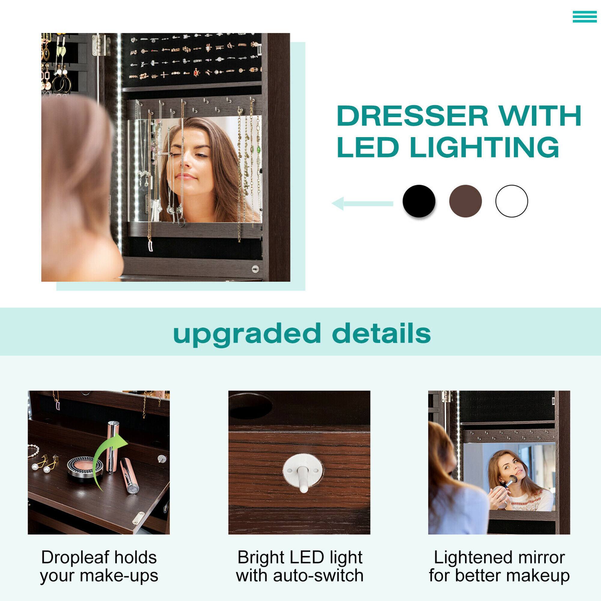 DRESSER WITH LED LIGHTING

upgraded details

- Dropleaf holds your make-ups
- Bright LED light with auto-switch
- Lightened mirror for better makeup