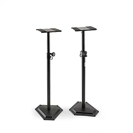 Front. On Stage Stands - On-Stage SMS6600-P Hex-Base Monitor Stands Pair(Height-Adjustable Pedestal Studio Speaker Stands, Locking Pin, Hexagonal - Black.
