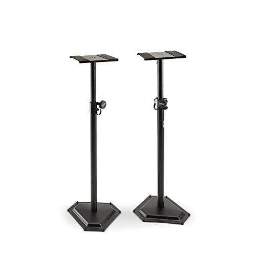 Front. On Stage Stands - On-Stage SMS6600-P Hex-Base Monitor Stands Pair(Height-Adjustable Pedestal Studio Speaker Stands, Locking Pin, Hexagonal - Black.