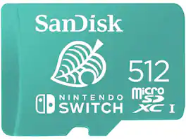 SanDisk - 512GB microSDXC UHS-I for Nintendo Switch, Speed Up to 100MB/s (SDSQXAO-512G-GNCZN)
