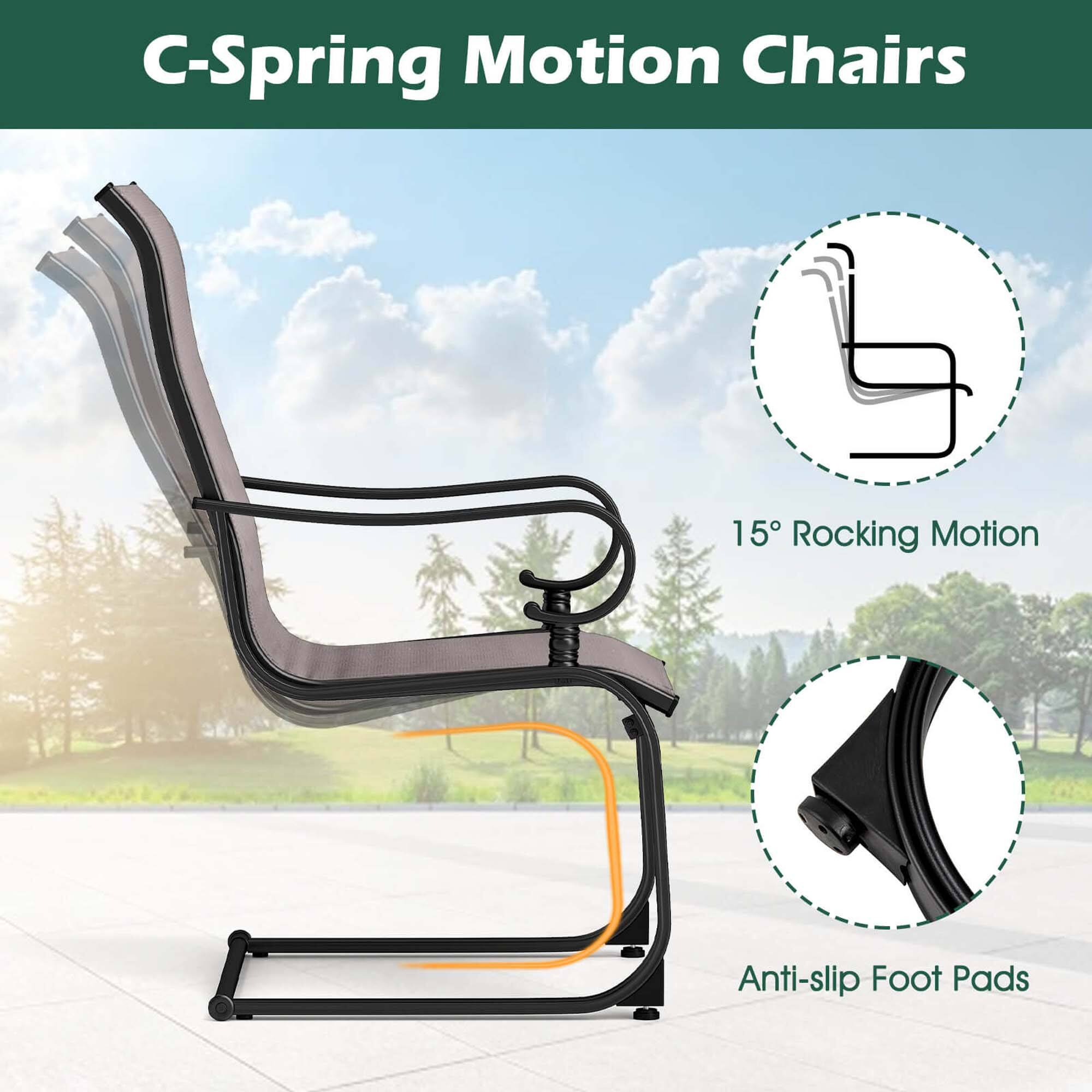 C-Spring Motion Chairs

15° Rocking Motion

Anti-slip Foot Pads