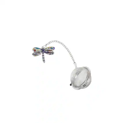 Front. Ganz - Ganz Dragonfly Charming Zinc Metal Mesh Tea Infuser Ball with Enameling For Loose Leaf Tea Reusable.