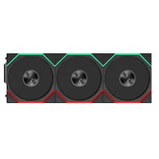 Front. Lian Li - UNI FAN TL Flex 120mm Reverse Blade ARGB Fan, 3 Pack, Infinity Mirror, Controller Included (12RTL1F3B) - Black.