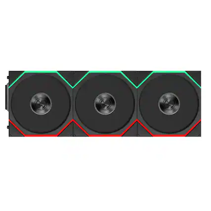 Front. Lian Li - UNI FAN TL Flex 120mm Reverse Blade ARGB Fan, 3 Pack, Infinity Mirror, Controller Included (12RTL1F3B) - Black.