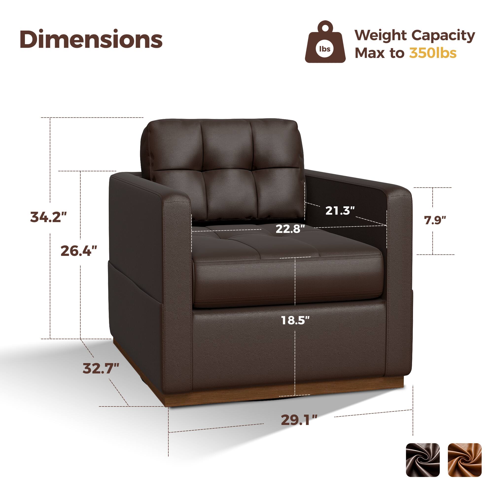 Dimensions:  
- 34.2"  
- 22.8"  
- 21.3"  
- 7.9"  
- 26.4"  
- 18.5"  
- 32.7"  
- 29.1"  

Weight Capacity: Max to 350lbs