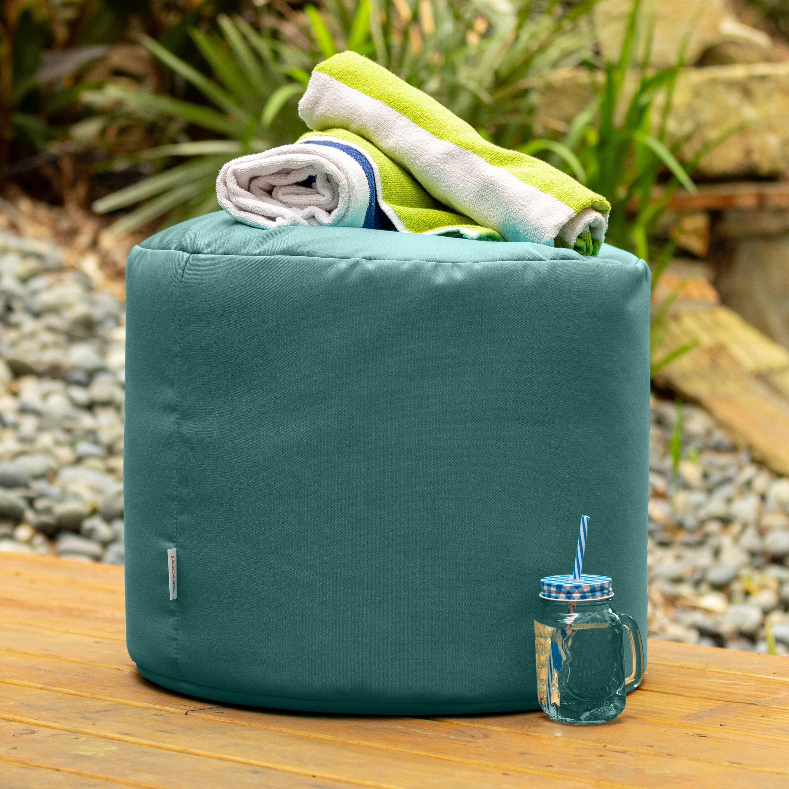 Angle. Jaxx - Jaxx Spring Indoor / Outdoor Bean Bag Pouf Ottoman, Sunbrella Breeze - Sunbrella Breeze.