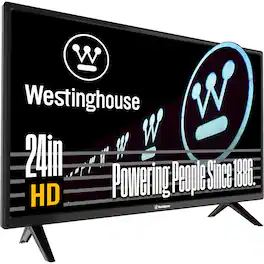 Westinghouse - 24" 720p HD LED Non-Smart TV, Flat Screen with HDMI, USB, VGA, V-Chip, Compatible with Fire Stick, Roku, Apple TV