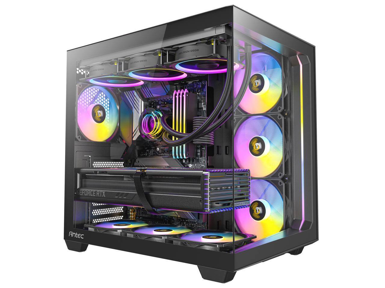 Antec - C5 ARGB, 7x 120mm ARGB Fans, 10 Fan Support, Type-C 3.2 Gen 2, Tempered Glass, 360mm Radiator, Mid-Tower ATX Case - Black