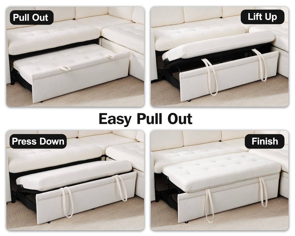 Easy Pull Out

1. Pull Out
2. Lift Up
3. Press Down
4. Finish