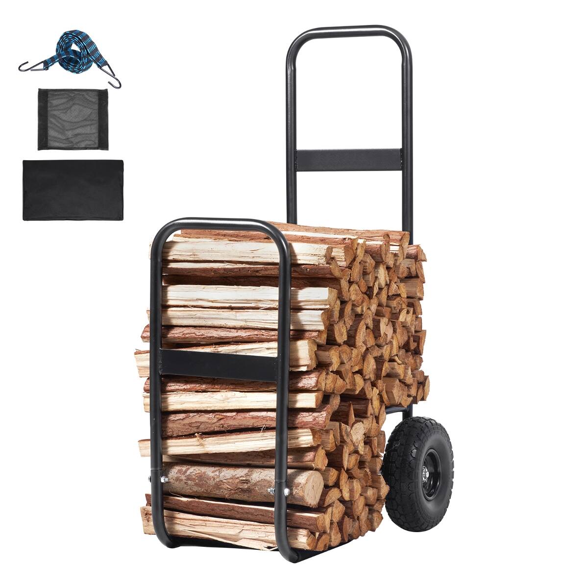 Ropilly Firewood Log Cart 250 lb Firewood Log Cart with Waterproof ...
