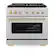 Front. ZLINE - 36 in. Wide 6 Burner Autograph Paramount Satin Steel Gas Range with Gold Accents (SGRSZ-36-G) - Stainless Steel.
