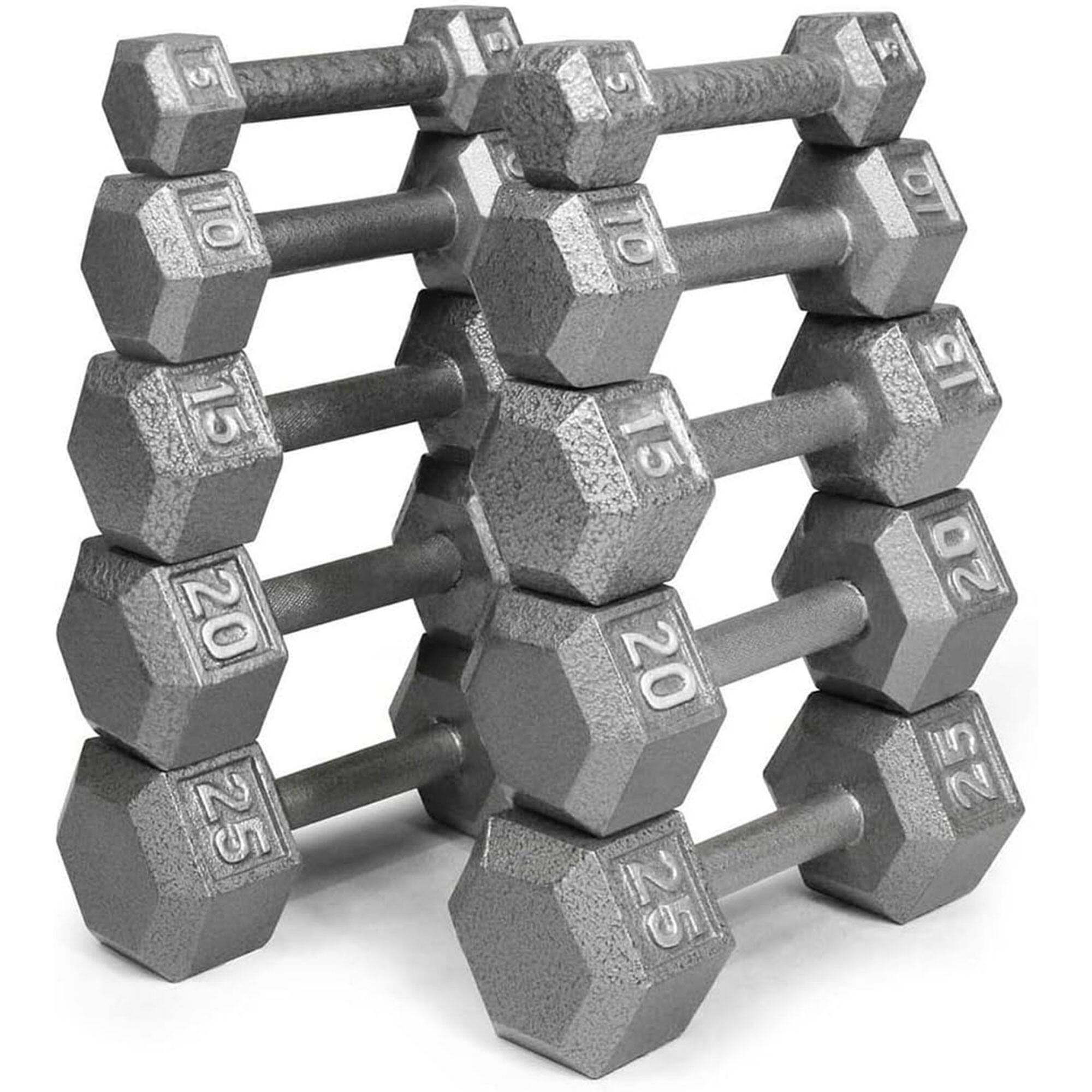 Alt View 2. HolaHatha - HolaHatha 5, 10, 15, 20, 25 lb Cast Iron Dumbbell Free Hand Weight Set with Rack - Silver.