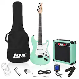 Lyxpro - Electric Guitar Kit, 36” Electric Guitar with Amp & Electric Guitar Accessories - Green