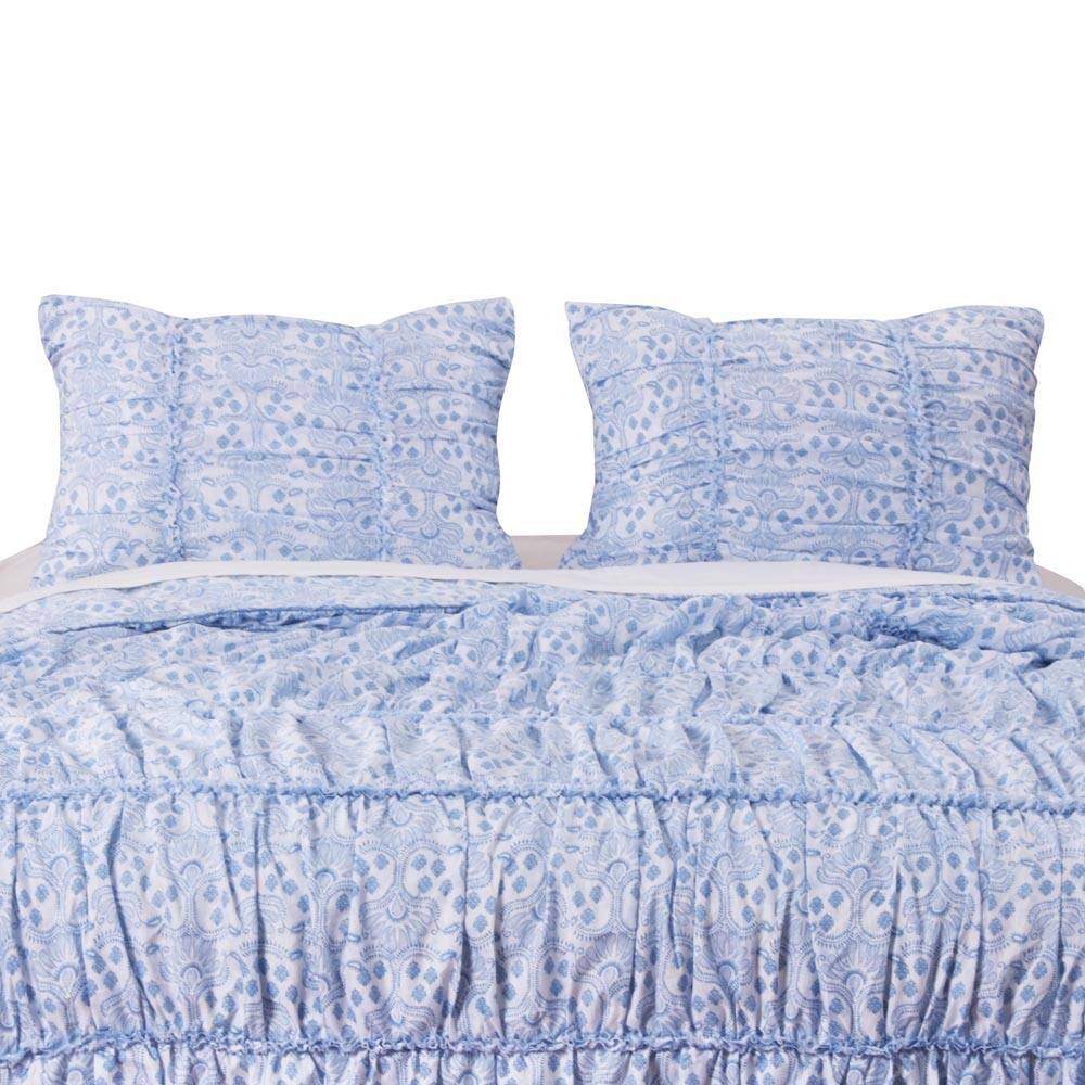 Front. BreeBe - Helena Ruffle Sham Standard - Blue.