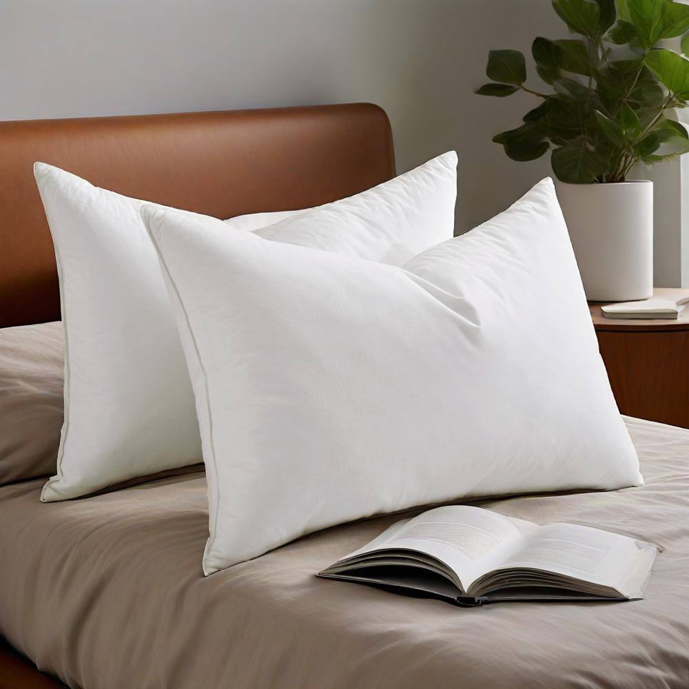 Angle. Peace Nest - Peace Nest Set of 2 Premium Goose Feather Down Bed Pillows with 233TC Cotton Cover, Medium, Queen - Medium.
