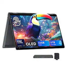 HP - OmniBook X Flip 16" Touch 2-in-1 Laptop,Intel Ultra 9 288V,32GB RAM,4TB SSD+1TB Dock Set,Backlit Keyboard,Win 11 - Gray