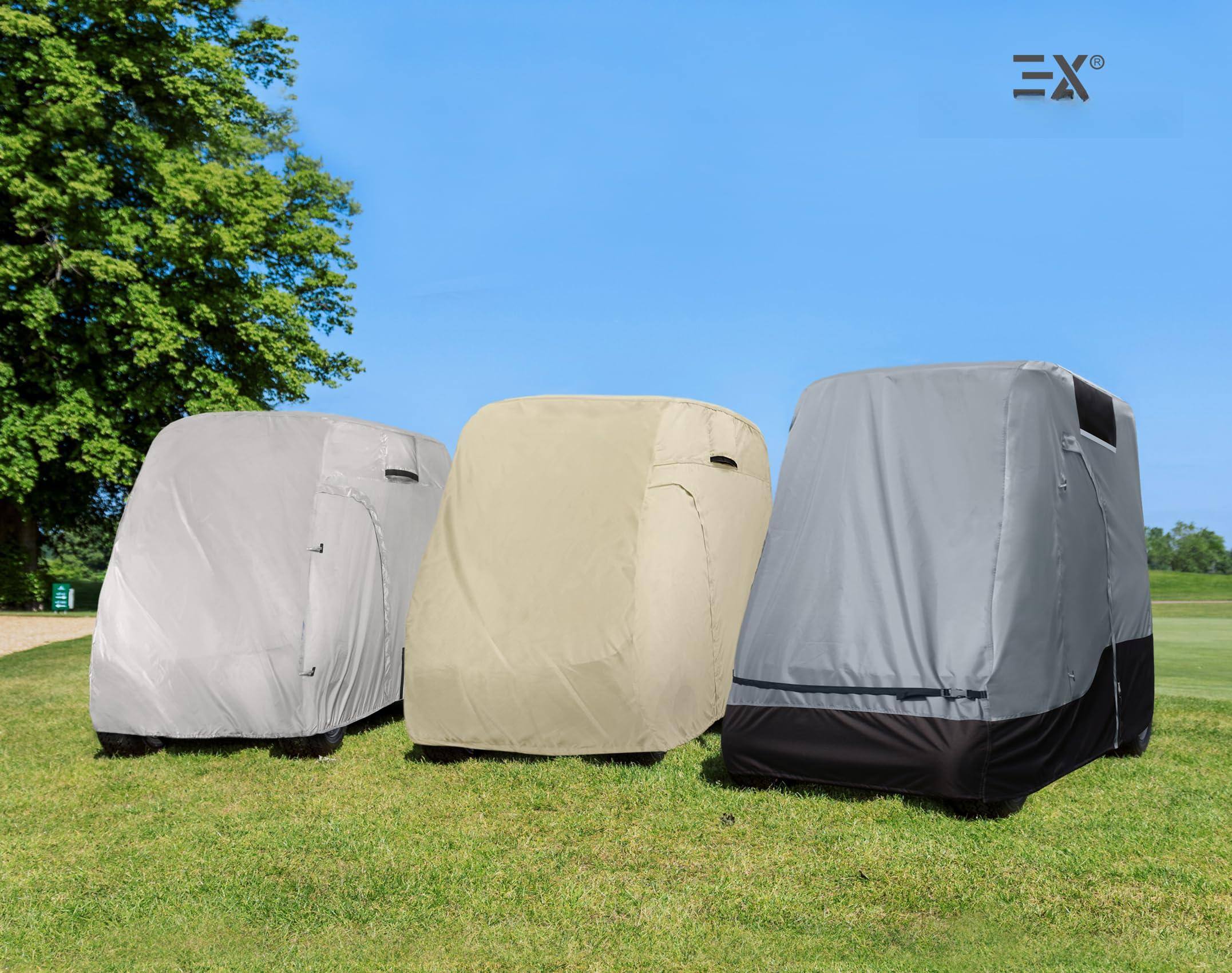 Alt View 4. JETRANSPORT - Waterproof Golf Cart Cover Universal Fits For Brand 2/4/6 Passenger Car size 138L x66H inch most - Gray Black Fit for 4 Passenger Cart.