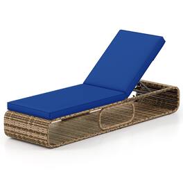 Gymax - Chaise Lounge Chair w/ Adjustable Backrest Cushion & Storage Outdoor - Blue