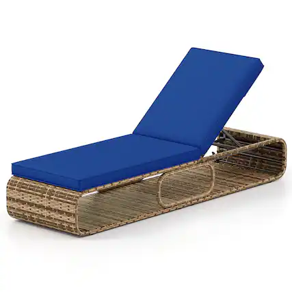 Front. Gymax - Gymax Chaise Lounge Chair w/ Adjustable Backrest Cushion & Storage Outdoor - Blue.