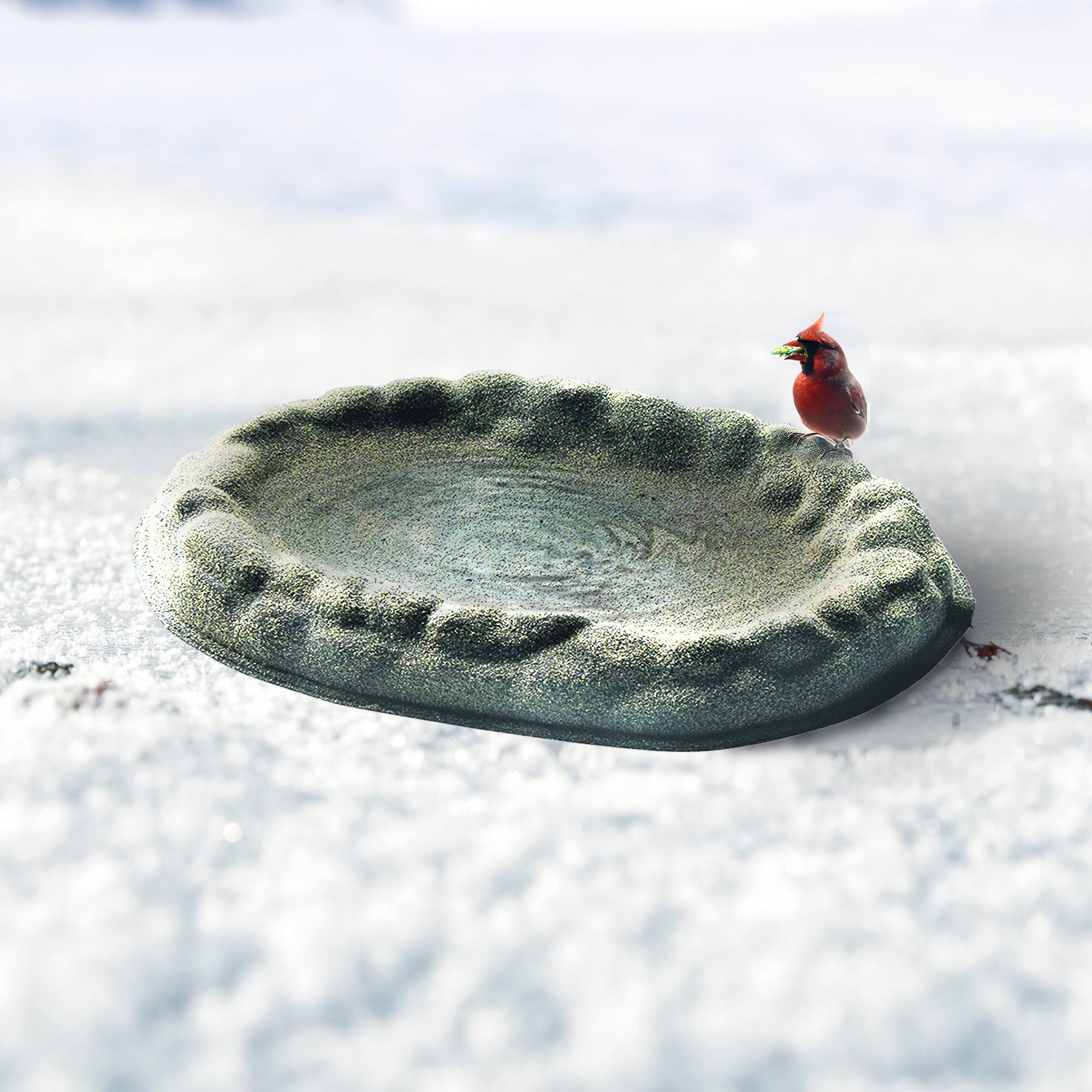 Alt View 2. Farm Innovators - Farm Innovators FS-1 Four Seasons Outdoor Sand Coated Heated Birdbath, 70 Watt - Grey.