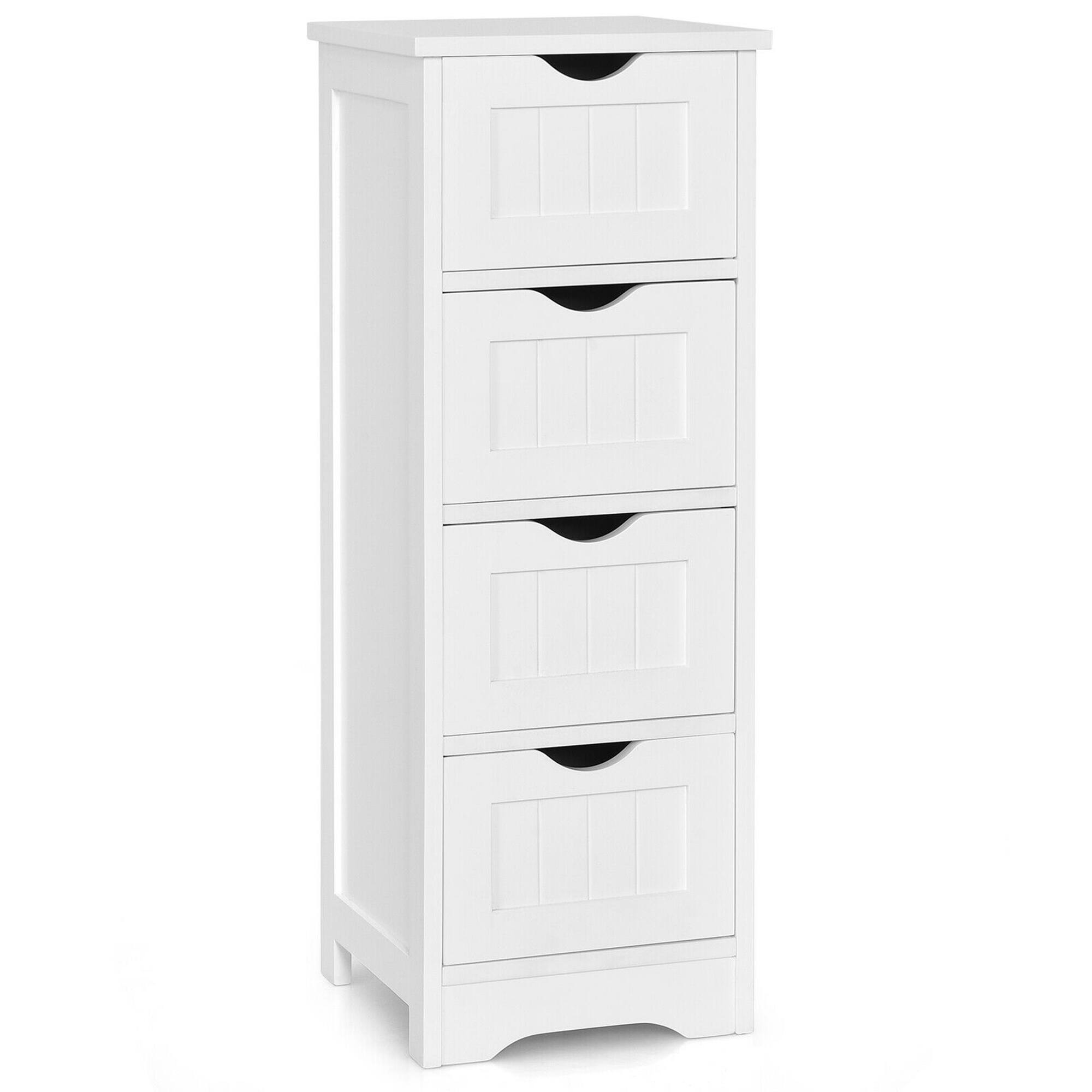 Alt View 5. Gymax - Gymax Bathroom Floor Cabinet Wooden Free Standing Storage Side Organizer W/4 Drawers - White.