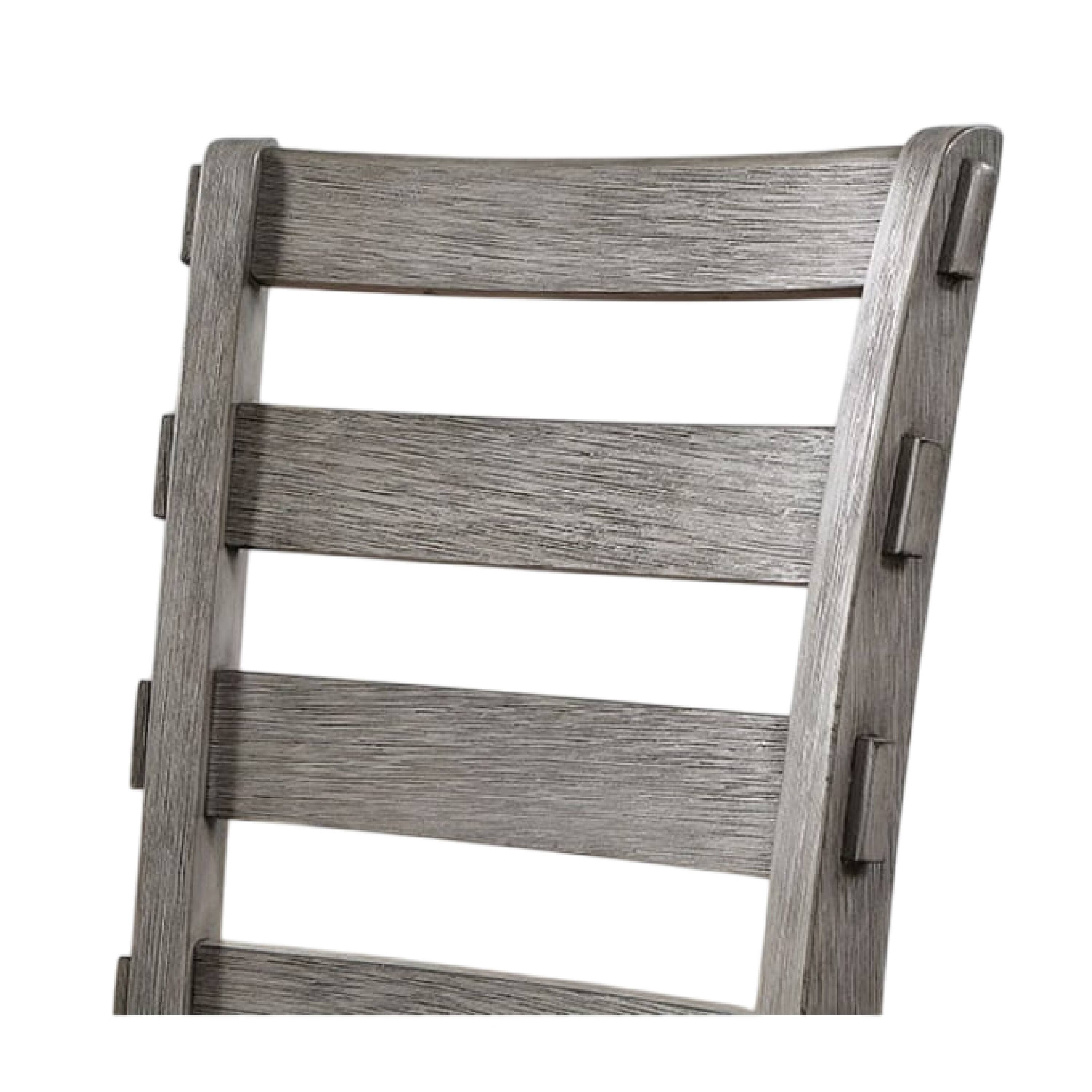 Alt View 3. Manhattan Lane - Lais 6pc Dining Table Set with Bench, 4 Ladderback Chairs - Gray.