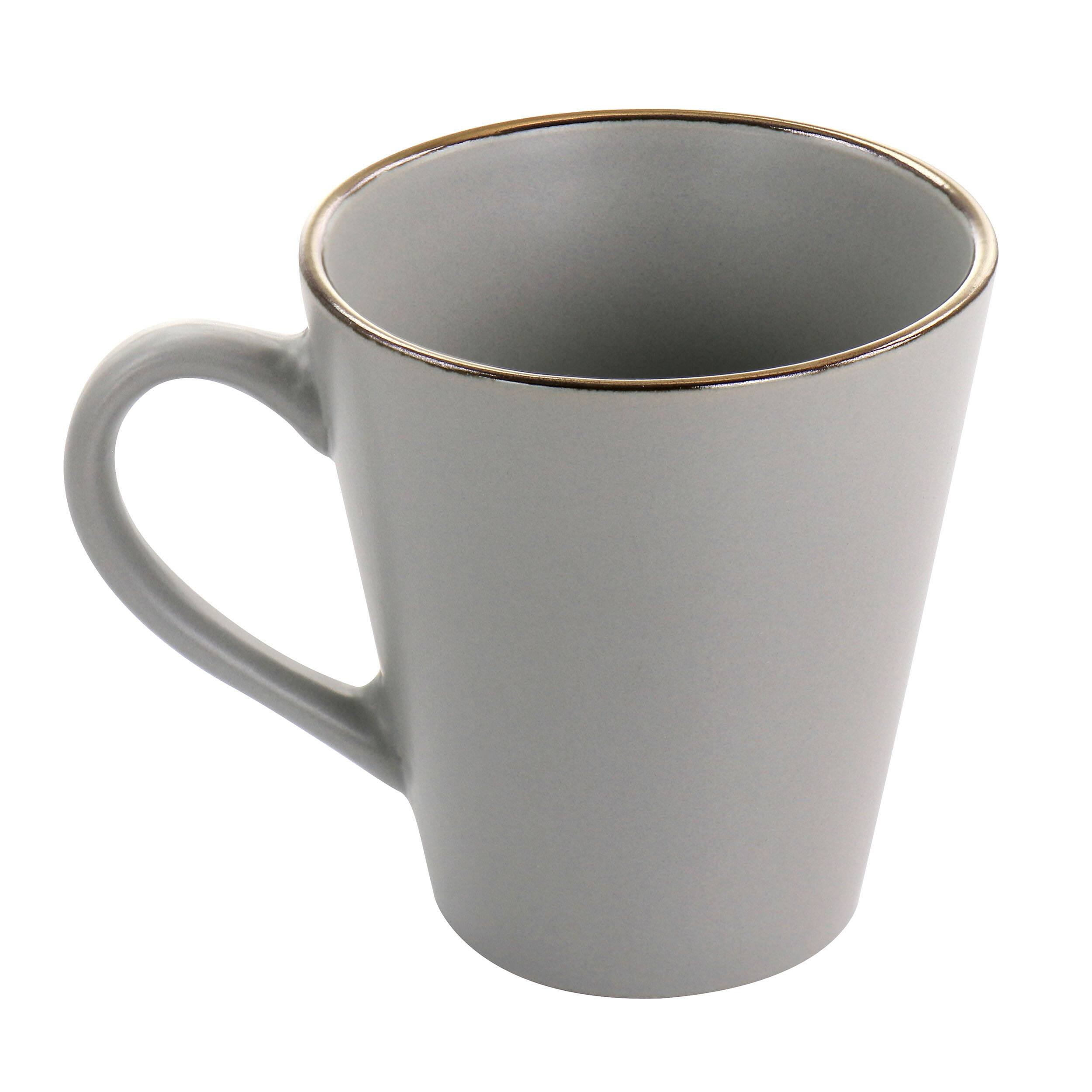 Alt View 5. Elama - Elama Louis 16 Piece Stoneware Dinnerware Set in Matte Slate with Gold Rim - Slate and Gold.