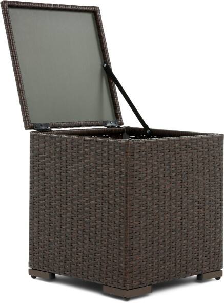 Back. Serta - Serta Laguna Outdoor Storage Side Table, Brown Wicker - Brown.