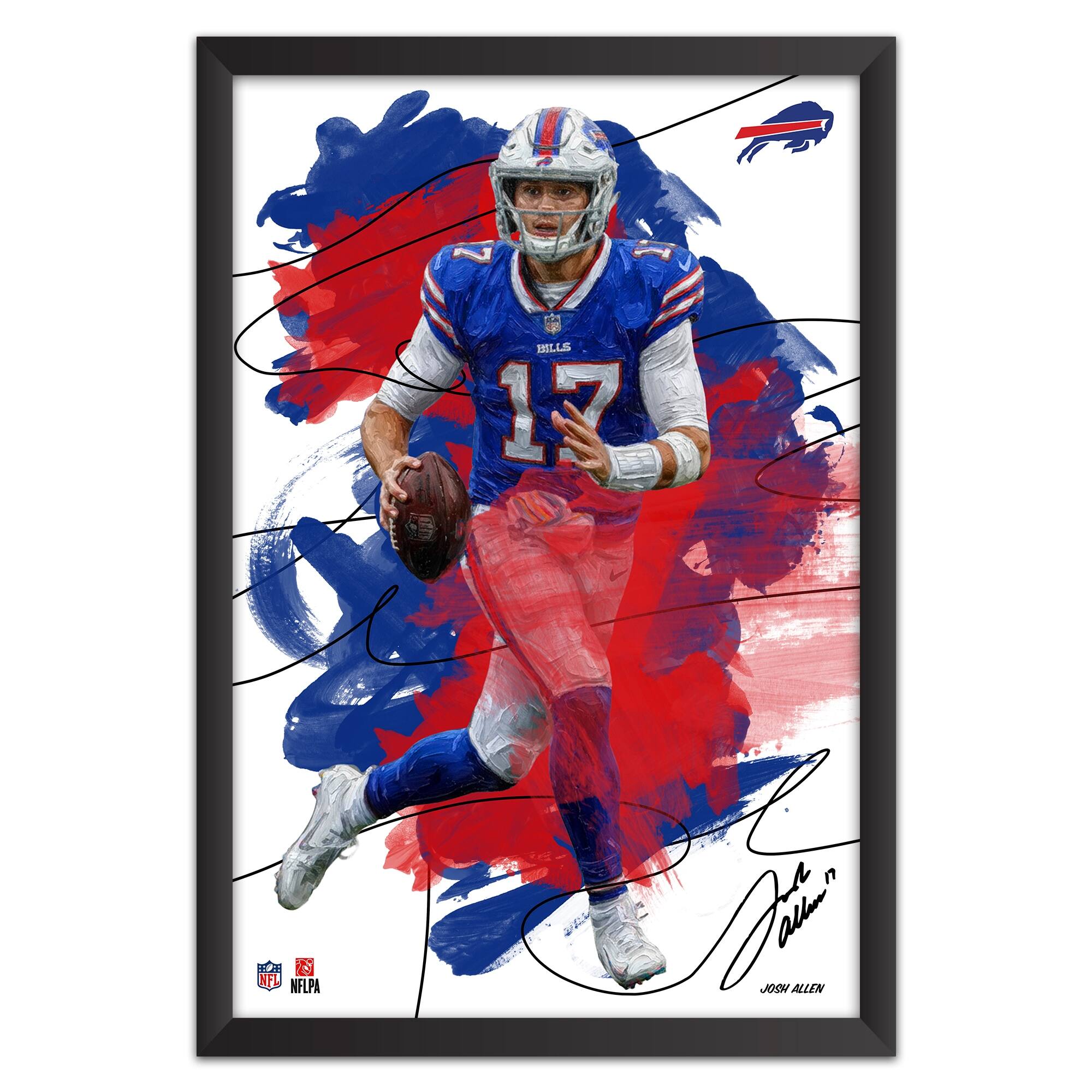 Sporticulture - Josh Allen Buffalo Bills 27" x 39" Brush Stroke Player Framed Art Print - Multicolor