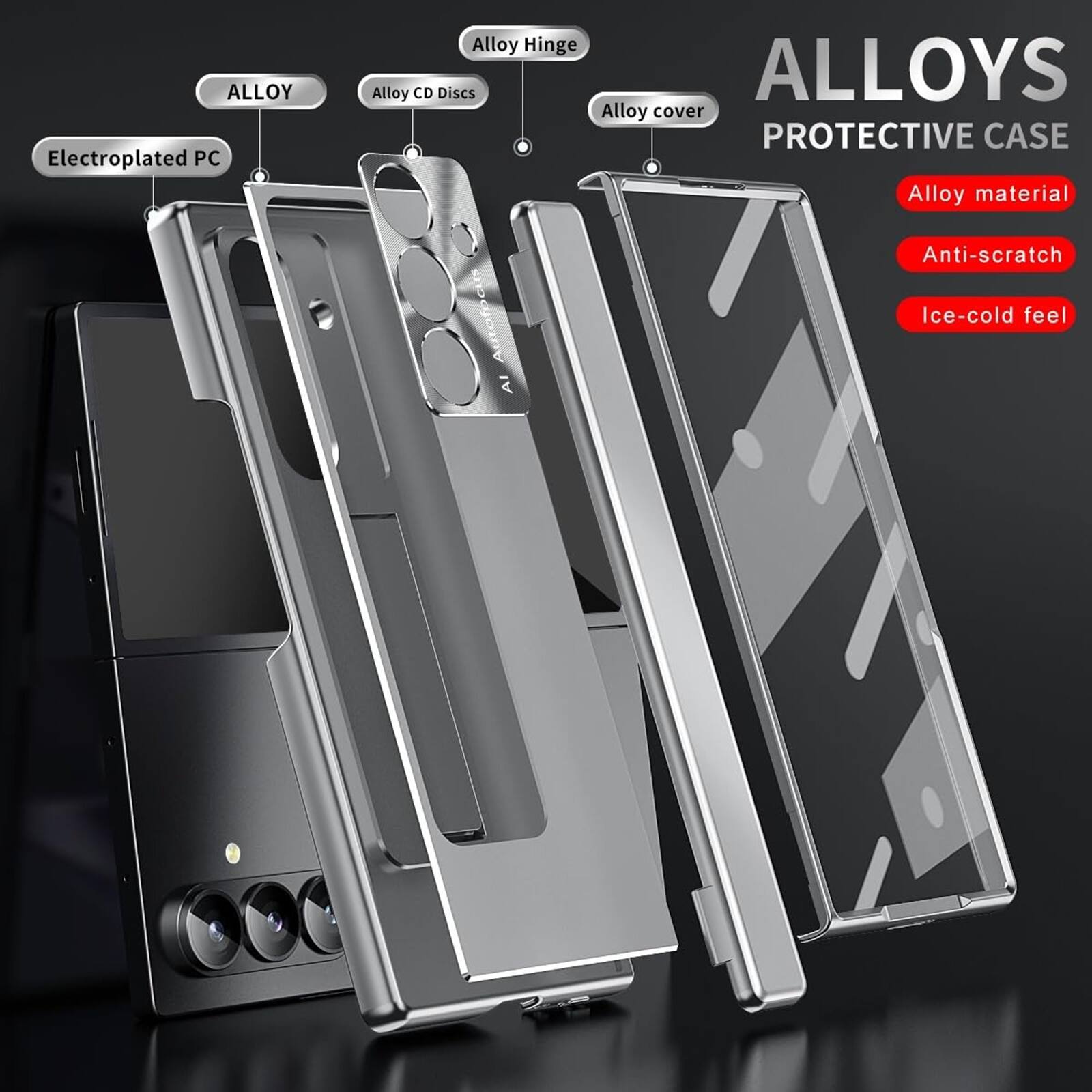 ALLOY Electroplated PC Alloy Hinge Alloy CD Discs ALLOYS Alloy cover PROTECTIVE CASE Alloy material Anti-scratch Ice-cold feel