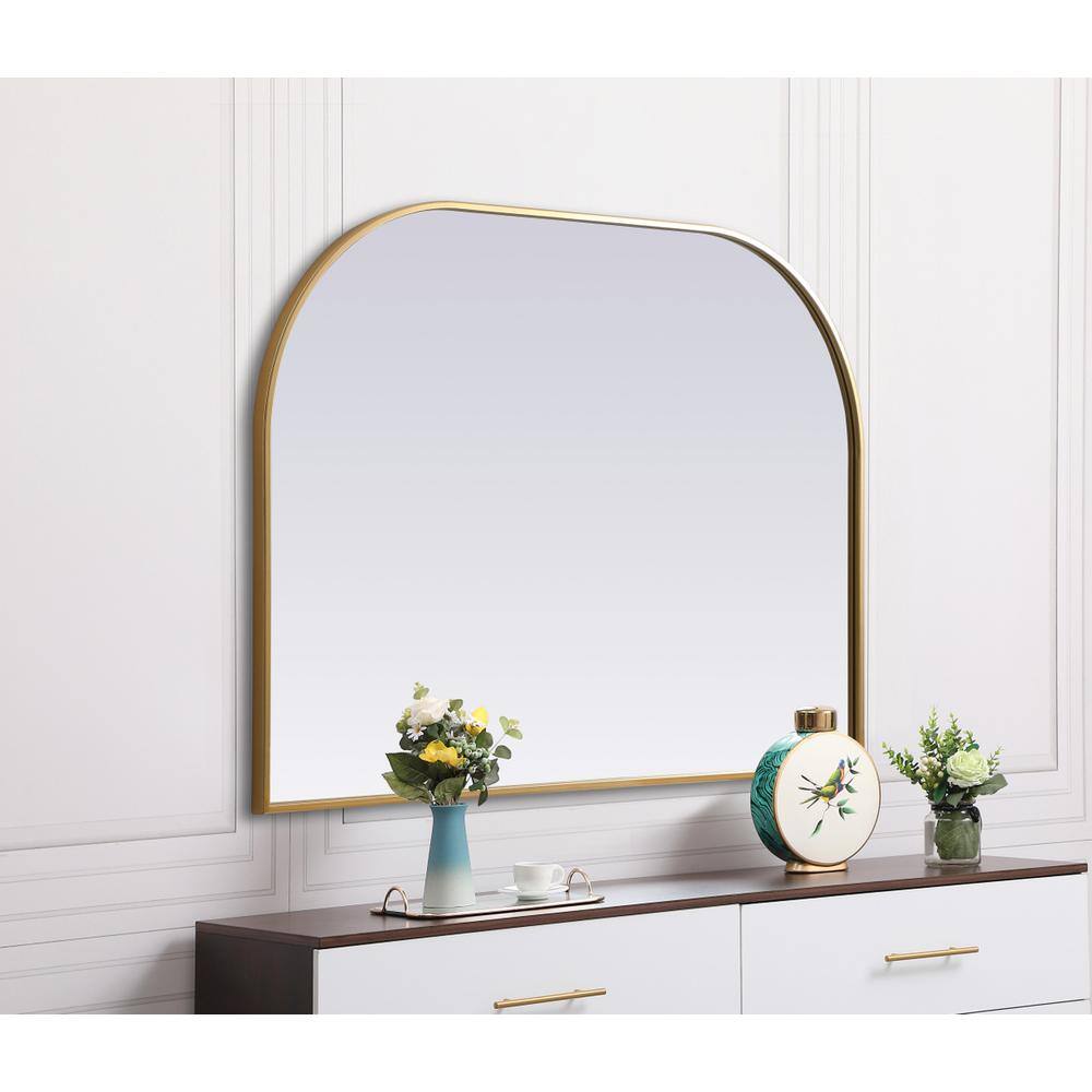 Alt View 2. Elegant Decor - Metal Frame Arch Mirror 42x30 Inch in Brass - Brass.