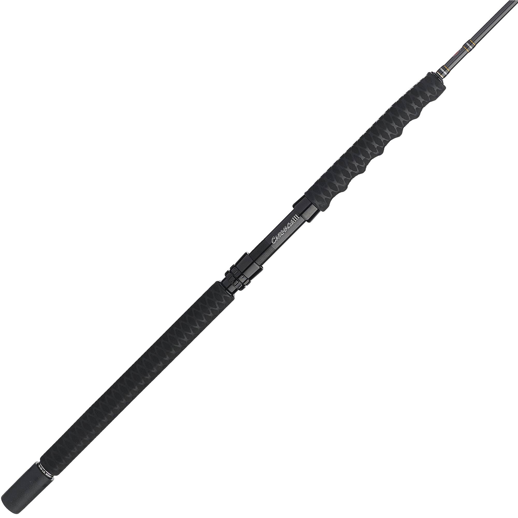 Front. PENN - PENN Carnage III Spinning Boat Rod, 6'6" Fishing Pole, Medium Rod Power - Silver/Black/Gold.