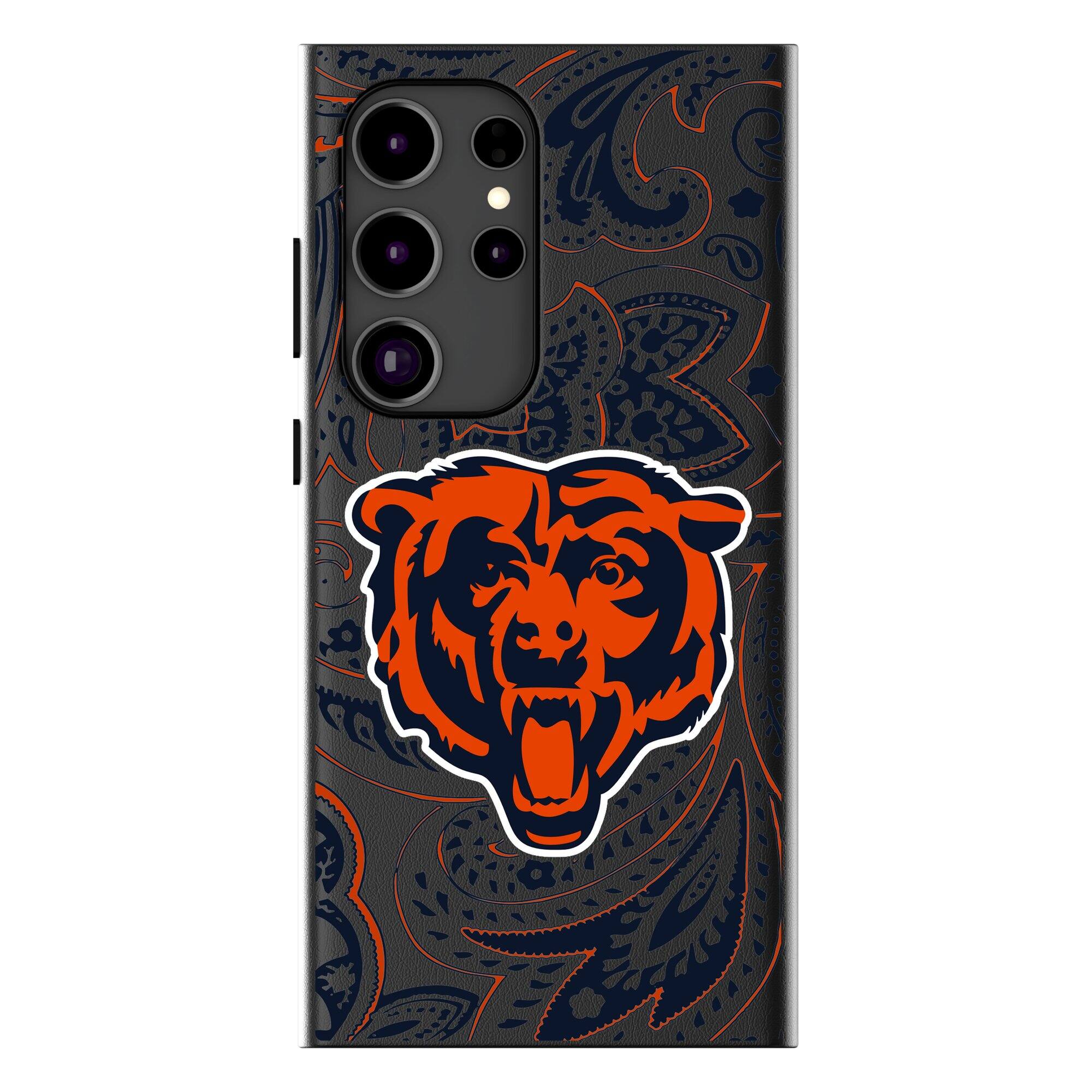 Front. Keyscaper - Chicago Bears Paisley Galaxy Magnetic Bump Case - S25 Ultra - Black.