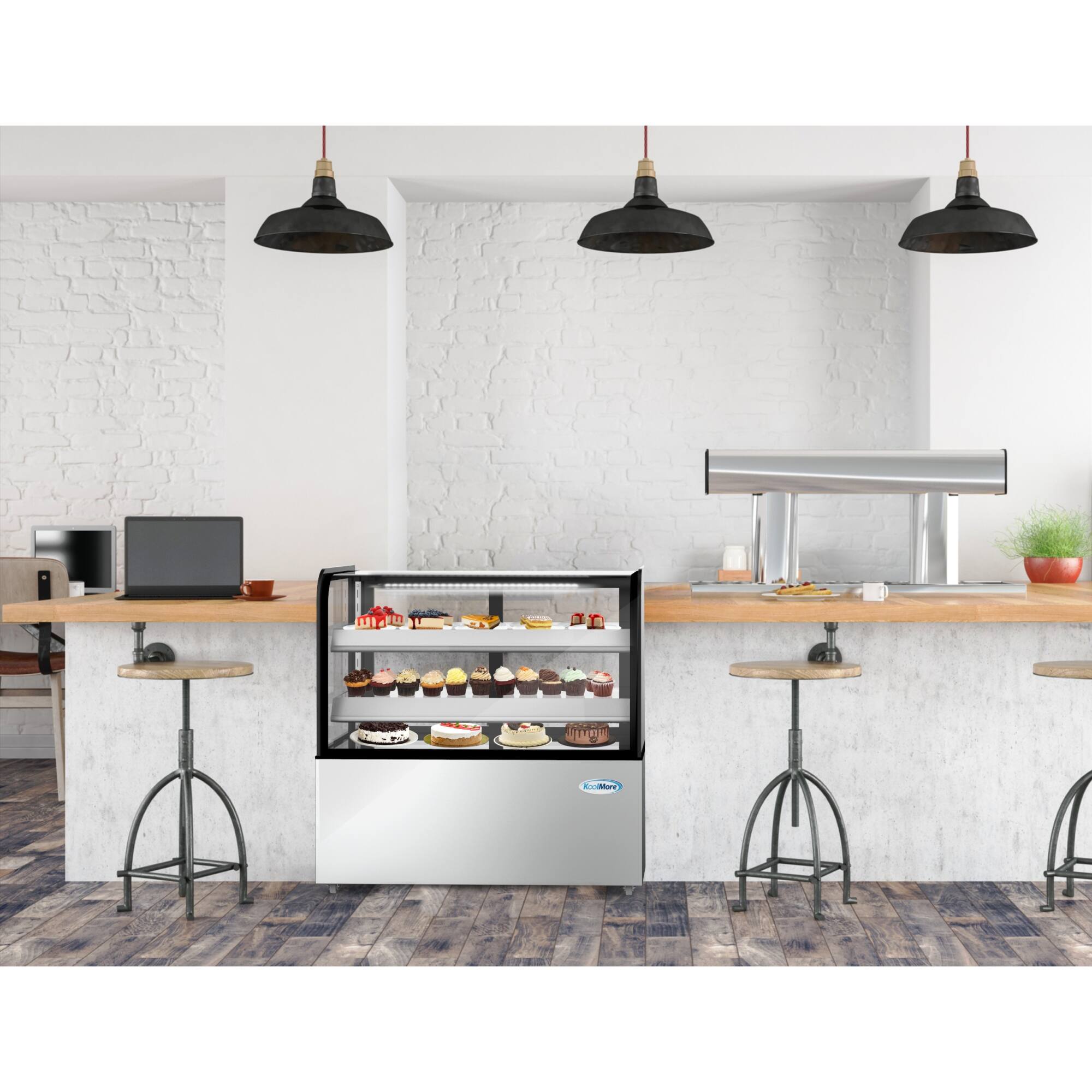 Alt View 4. Koolmore - 48 in. Refrigerated Bakery Display Case, Stainless Steel Frame, Curved Glass Front, 13 cu. ft. CDHF-14C. - Stainless-Steel.