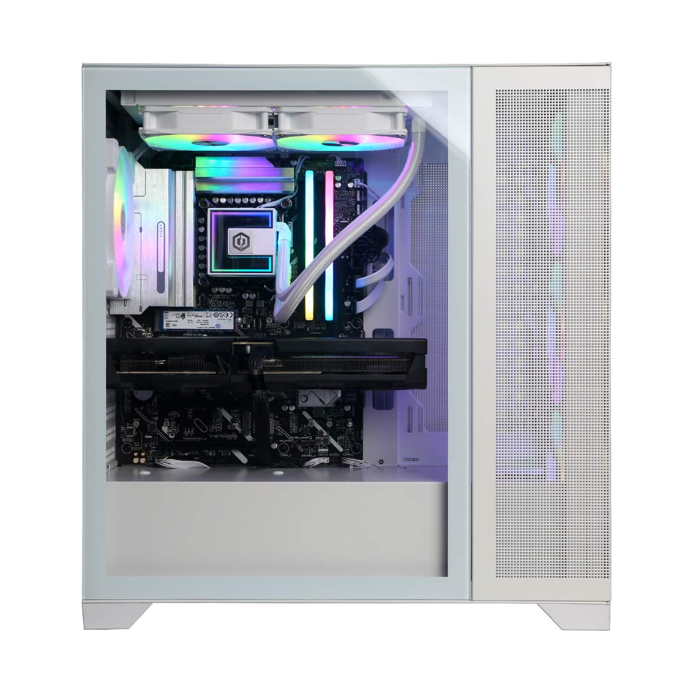 Alt View 12. CyberPowerPC - Gaming Desktop - Intel Core Ultra 9 285 - NVIDIA GeForce RTX 5070 Ti 16GB - 64GB DDR5 - 4TB PCIe 4.0 SSD - White.