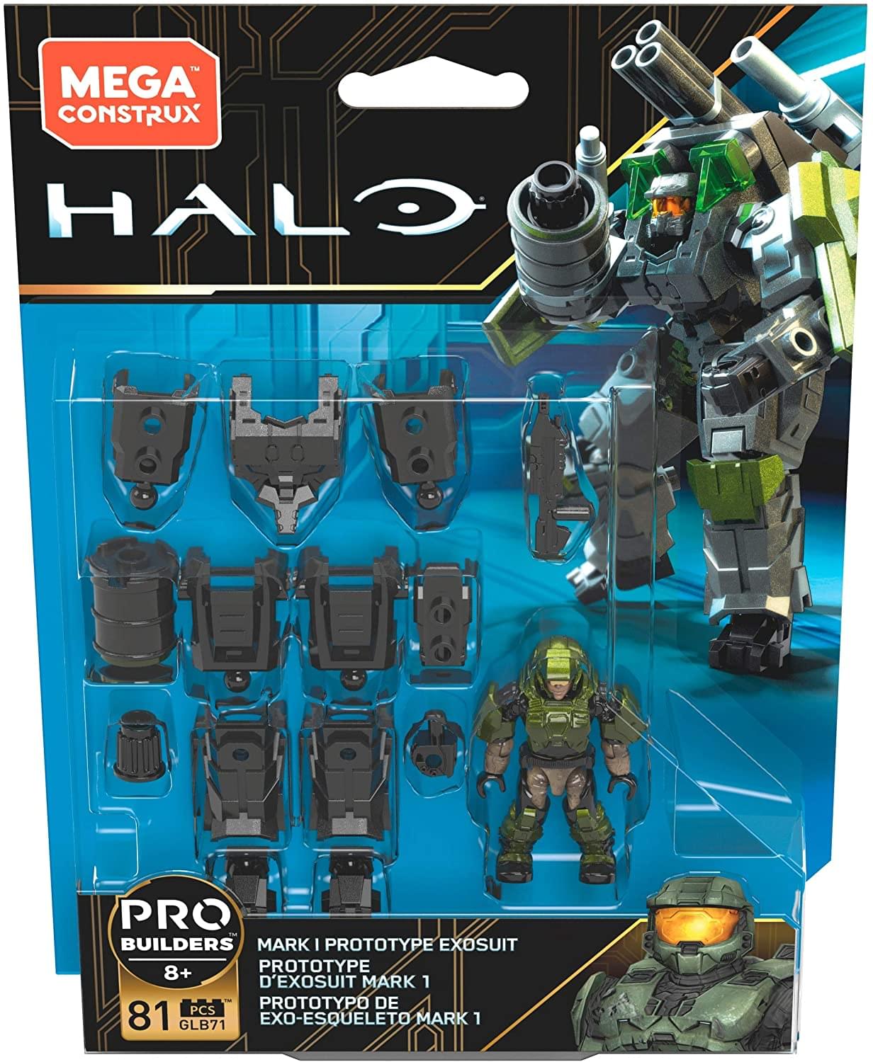 MEGA CONSTRUX  
HALO  
PRO BUILDERS  
MARK I PROTOTYPE EXOSUIT  
MARK I PROTOTYPE  
D'EXOSUIT MARK 1  
PROTO TIPO DE EXO-ESQUELETO MARK 1  
8+  
81 PCS  
GLB71