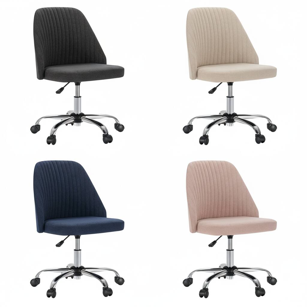 Alt View 6. AOITUN - Armless Desk Chair, Channel Tufted Fabric Swivel Task Chair, Adjustable Vanity Chair for Bedroom & Home Office - Gray.