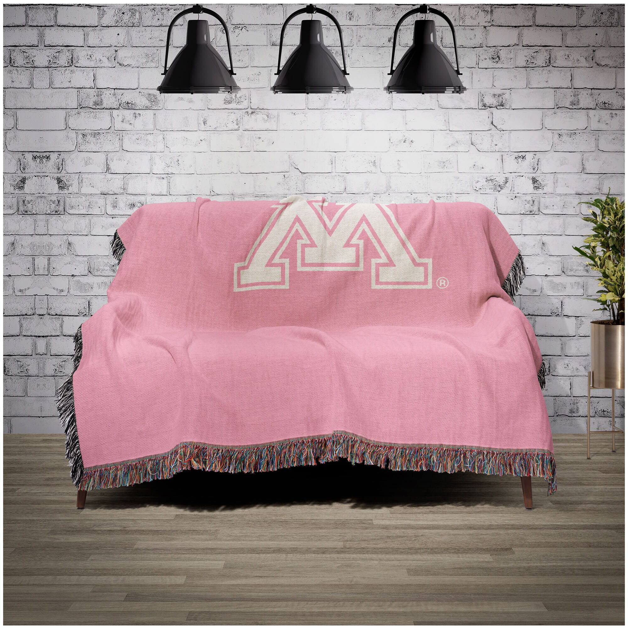 Alt View 1. Chad & Jake - Minnesota Golden Gophers Woven Blanket - Pink.
