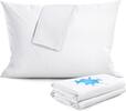 Front. FAUNNA - 2 Pack (King) - Pillow Protector with Zipper King Size Pillow Covers 100% Waterproof Pillowcases, 20 x 36 inch, White - White.